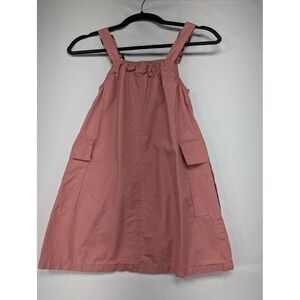 Nicole Miller New York Kids Girls Pink Cotton Cargo Pinafore Dress Size 7